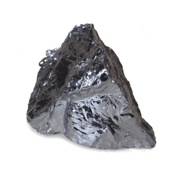 A close up shot of silicon in its raw form. A silver metalloid similar in appearance to 'fools gold'
