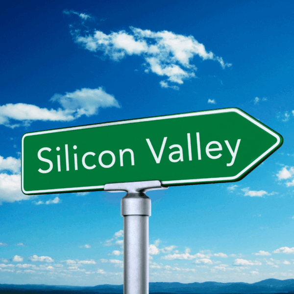 Green arrow Silicon Valley road sign 