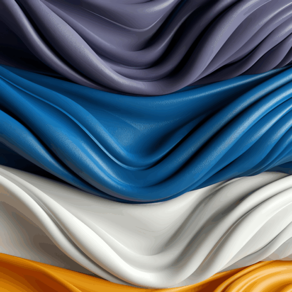 A graphic showing the flowing colours of silicone compounds in purple, dark blue, white and orange