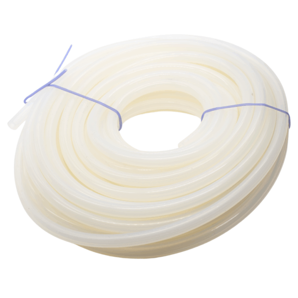 Silclear clear silicone dairy tubing with blue silicone ties.