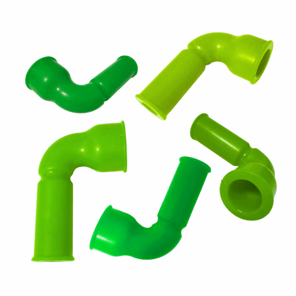 A selection of Silclear reSil recycled silicone bends in various shades of green